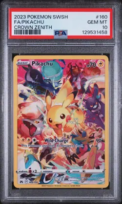 2023 POKEMON SWORD & SHIELD CROWN ZENITH #160 FULL ART/PIKACHU PSA 10 - Image 1