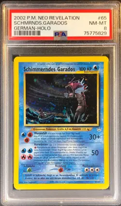 Pokemon Schimmerndes Garados German Neo Revelation 65/64 PSA 8 NM-Mint - Image 1