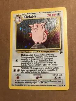 Pokemon TCG Clefable Base Set 2 5/130 Holo Unlimited Holo Rare LP/NM - Image 1