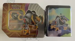 Pokemon Paradox Destinies Stackable Tin Iron Boulder Gouging Fire Raging Bolt - Image 1