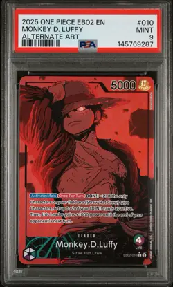 2025 One Piece EB02 EN Monkey D Luffy Alternate Art #010 PSA 9 GEM MINT - Image 1