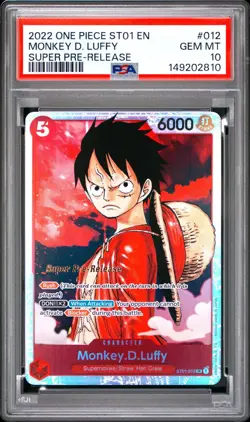 2022 ONE PIECE ST01-012 MONKEY D. LUFFY SUPER PRE-RELEASE PSA 10 GEM MINT - Image 1