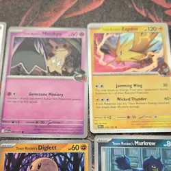 Pokemon TCG Team Rocket 12-Card Lot Meowth Mimikyu Zapdos Mareep Flaaffy - Image 3