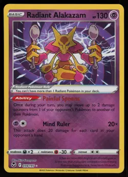 RADIANT ALAKAZAM 059/195 RADIANT RARE SILVER TEMPEST POKEMON HOLO NM/M - Image 1