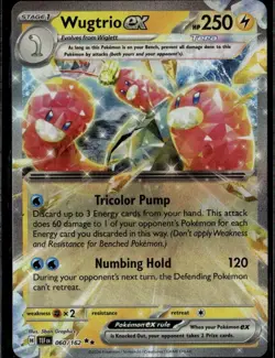 Wugtrio ex Double Rare SV05: Temporal Forces 060/162 Lightning Holofoil Pokemon - Image 1