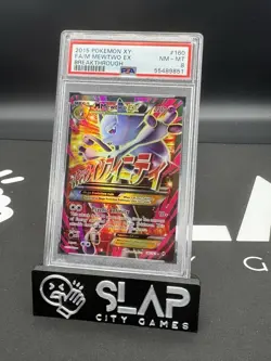 2015 POKEMON XY BREAKTHROUGH MEGA M MEWTWO EX #160/162 FULL ART ULTRA HOLO PSA 8 - Image 1