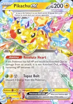 Pokemon Pikachu ex 57/191 - Double Rare - Surging Sparks - NM - Image 1