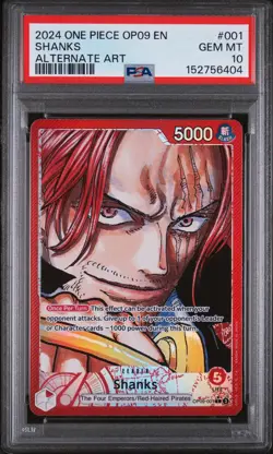 2024 ONE PIECE OP09-EMPERORS IN THE NEW WORLD ALTERNATE ART #001 SHANKS PSA 10 - Image 1
