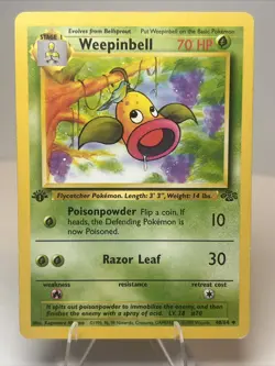 MP- 1st Edition Weepinbell Regular/Non-Holo Jungle AUTHENTIC Pokemon Card - Image 1
