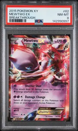 2015 Pokemon XY Breakthrough #62 Mewtwo Ex PSA 8 MINT - Image 1