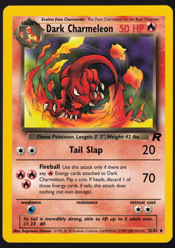 Dark Charmeleon W Gold Stamp Wizards Promo 32/82 Rocket 2000 Pokemon TCG Card LP - Image 1
