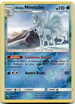 Pokemon Alolan Ninetales Burning Shadows SM03 #28/147 Rare Reverse Holo LP - Image 1