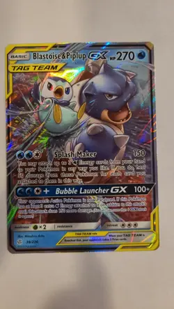 Pokemon TCG Blastoise & Piplup GX Tag Team Cosmic Eclipse 38/236 - Image 1