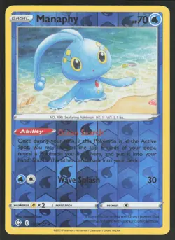 Manaphy 024/072 Rare Shining Fates Pokemon Reverse Holo Near Mint - Image 1