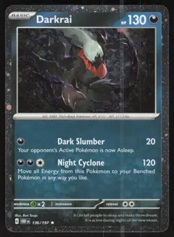 Darkrai 136/197 Rare Obsidian Flames Pokemon cosmos Holo Lightly Played - Image 1