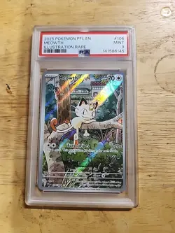 Meowth 106/094 Illustration Rare PSA 9 Pokemon Phantasmal Flames 🐱 🔥 - Image 1