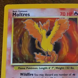 Pokemon TCG Fossil Moltres 12/62 Holo Rare 70 HP English 1999 Arita - Image 2