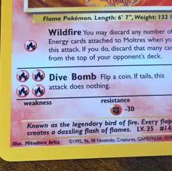 Pokemon TCG Fossil Moltres 12/62 Holo Rare 70 HP English 1999 Arita - Image 5
