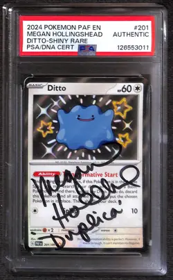 PSA Signed Megan Hollingshead Pokemon TCG Ditto 201/091 SV: Paldean Fates Holo - Image 1