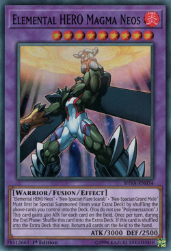 YUGIOH ELEMENTAL HERO MAGMA NEOS SUPER RARE SHVA-EN034 NEAR MINT - Image 1