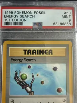 Pokemon Cards: Fossil 1st Edition Common: Energy Search 59/62 PSA 9 - Image 2