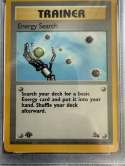 Pokemon Cards: Fossil 1st Edition Common: Energy Search 59/62 PSA 9 - Image 3