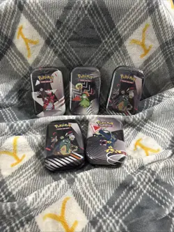Pokemon TCG SV10.5 Black Bolt & White Flare Mini Tins Sealed New Lot Of 5 - Image 1