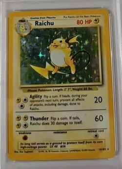 1999 PSA 6 Pokemon Raichu Holo Rare 014/102 Base Set Unlimited Agility & Thunder - Image 2