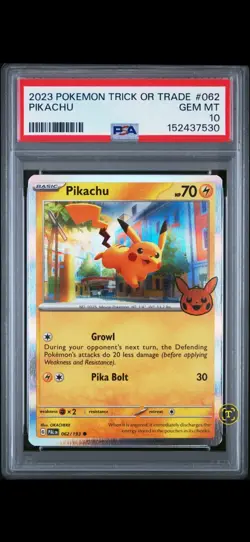 2023 Pokemon Trick or Trade Pikachu #062 Holo PSA 10 - Image 1