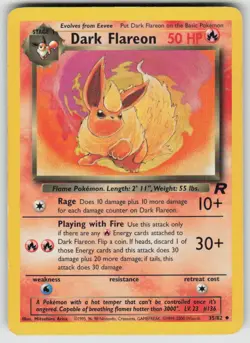 Dark Flareon 35/82 Uncommon Team Rocket Pokemon Unlimited Heavily Played - Image 1