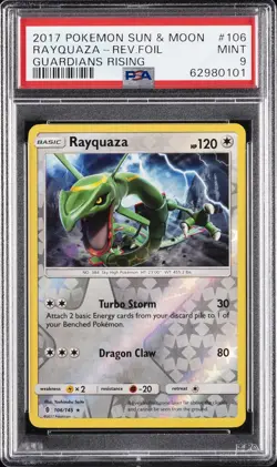 2017 POKEMON SUN & MOON GUARDIANS RISING #106 RAYQUAZA-REVERSE FOIL PSA 9 - Image 1