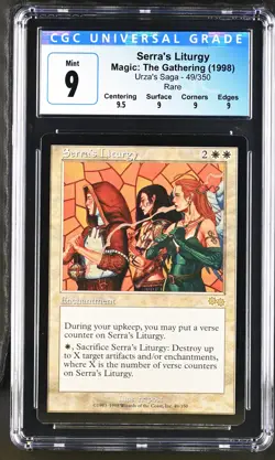 SERRA'S LITURGY Urza's Saga Rare CGC 9 Q+ MTG [Nostalgium] - Image 1