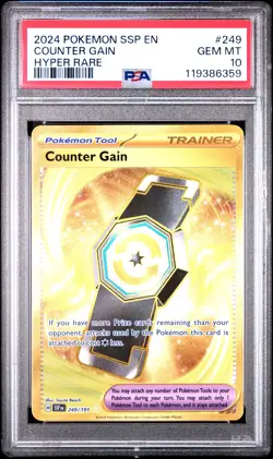2024 POKEMON SSP EN-SURGING SPARKS HYPER RARE #249 COUNTER GAIN PSA 10 - Image 1