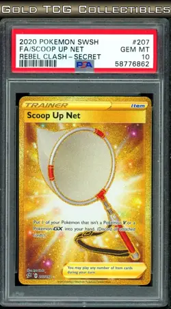 PSA 10 ⭐ Pokemon Scoop Up Net 207 Rebel Clash Gold Full Art Graded - Image 1