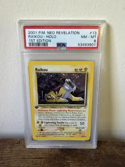 2001 POKEMON NEO REVELATION 1ST EDITION #13 RAIKOU-HOLO PSA 8 - Image 1
