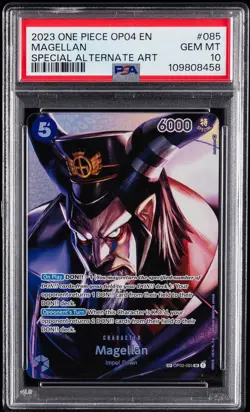 2023 ONE PIECE OP04-KINGDOMS OF INTRIGUE SPECIAL ALTERNATE ART MAGELLAN PSA 10 - Image 1