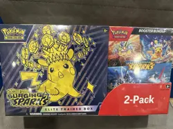 Pokemon Surging Sparks ETB + Booster Bundle Costco 2 Pack Factory Sealed - Image 1