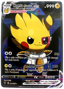 Pikachu Vegeta Pokemon Card VCOS Holo Cosplay w/ Video - Image 1