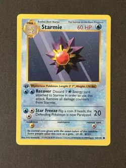 Pokemon Starmie 64/102 1st Edition Shadowless Base Set Card Near Mint - Image 1