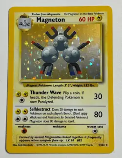 * Pokemon Magneton 9/102 Base Set Holo Rare Vintage WOTC LP/LP+ - Image 1