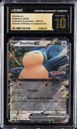 2025 POKEMON #076/131 SNORLAX EX CGC 10 PRISTINE - Image 1