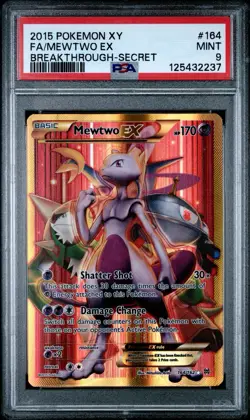 2015 Pokemon Mewtwo EX 164 XY Breakthrough FA Secret PSA 9 Mint - Image 1