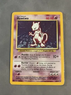 Mewtwo 10/102 Holo Rare Base Set Unlimited Pokemon English NM/LP - Image 1