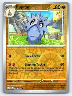 Pokemon Uncommon Pupitar SV03: Obsidian Flames (OBF) Reverse Holo 106/197 NM - Image 1