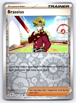 Pokemon Brassius SV03: Obsidian Flames OBF Reverse Holo 187/197 NM TCG - Image 1