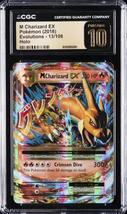 2016 POKEMON EVOLUTIONS - HOLO #13/108 M CHARIZARD EX CGC 10 PRISTINE - Image 1