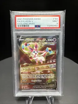 2021 SWSH Sylveon V 184/203 Evolving Skies Pokemon TCG Full Alt Art PSA 9 Mint - Image 1
