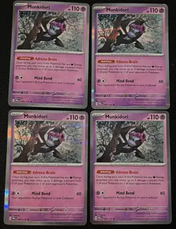 4x Munkidori 044/131 Prismatic Evolutions Holo Pokemon Playset X4 - Image 1