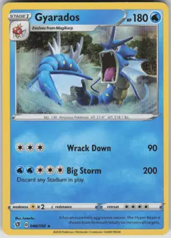 Gyarados 040/192 Holo Rare Rebel Clash Pokemon Holo Lightly Played - Image 1