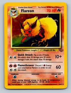 Flareon (3) Unlimited Holo Holo Rare Jungle 03/64 Pokemon - Image 1